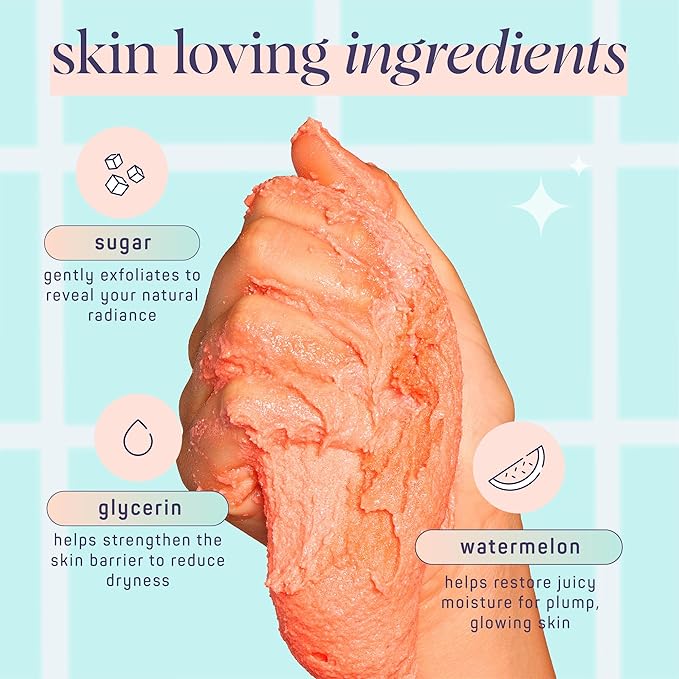 SpaLife Beauty Watermelon Mango Exfoliating Body Scrub 2 Pack – Sugar Scrub Glowing & Moisturized Skin – Fruit Extracts Natural Sugar Base – Watermelon & Mango Summer Scents – Safe for Sensitive Skin