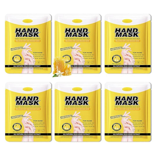 6 Pairs Hand Mask for Dry Cracked Hands,Nourishing Moisturizing Gloves,Hands Moisturizer for Deep Moisturizing,Silky Smooth Moisturizing Gloves,Hand Care Mask Set(E)