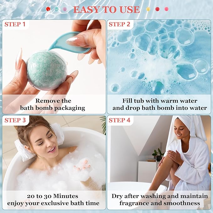 Bath Bombs for Women Gift Set, 50 Pcs Natural Organic Bubble Bathbombs with 10 Rich Scents, Handmade Bubble Bath & Fizzy, for Bubble Bath Spa, Christmas, Birthday, Valentine's, Present Giving