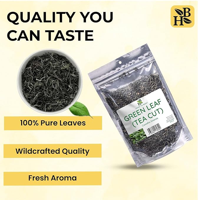 Herb To Body Green Tea Leaves Cut – 4 oz, Wildcrafted Camellia Sinensis, Loose Leaf Green Tea for Herbal Brews and Traditional Uses