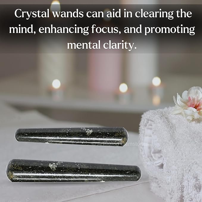 Amazing Gemstone Nuummite Crystal Wand Massage Stick - Pelvic Wand Gua Sha for Adults - Crystals and Healing Stones Massage Wands for Adults Gifts (Smooth)