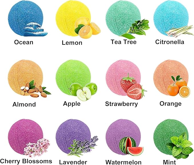Bath Bombs for Women Relaxing Gifts Set 12 Handmade Organic Bath Bombs Amazing Present for Her, Wife, Girlfriend, Mother