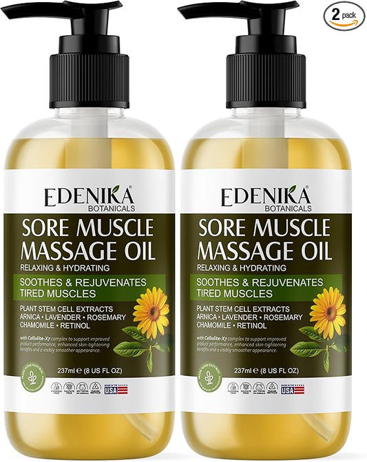 Arnica Sore Muscle Massage Oil for Massage Therapy, Relaxes, Soothes & Recoveres Stressed Muscles, Joint & Muscle Relief Rub & Massage Oil, 2-Pack