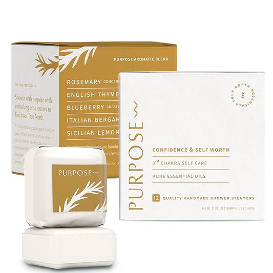 Large Shower Steamers (12 Pack-1.75oz Each) Chakra Aromatherapy Optimism & Self-Esteem-Ideal Men/Women/Teens Christmas & Birthdays (3rd Chakra - Blueberry, Bergamot, Thyme, & Lemon)