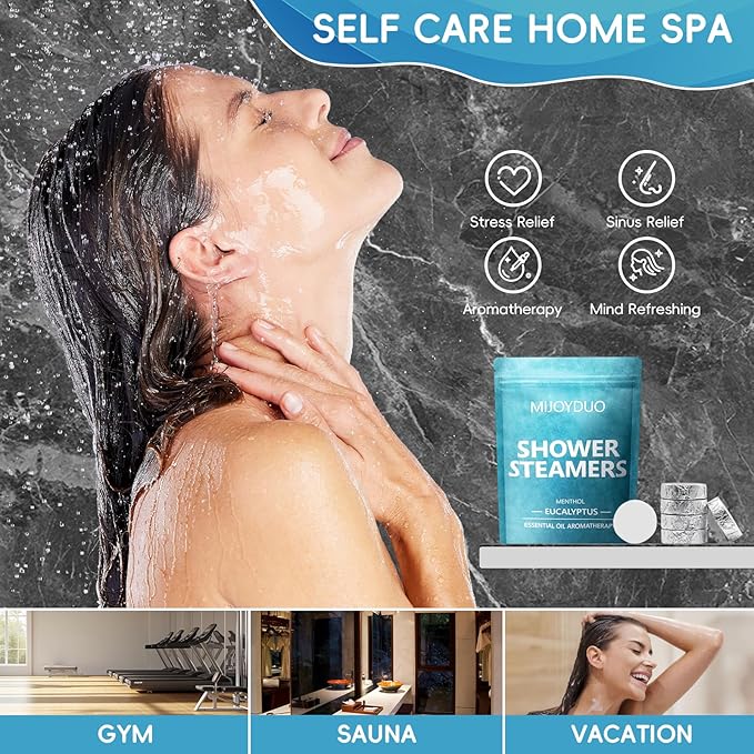 Shower Steamers Aromatherapy, 15 Pack Eucalyptus & Mint Shower Bombs with Natural Essential Oils, Spa Shower Tablets, Relaxation & Self Care Gifts for Women, Stress Relief, Nasal Relief