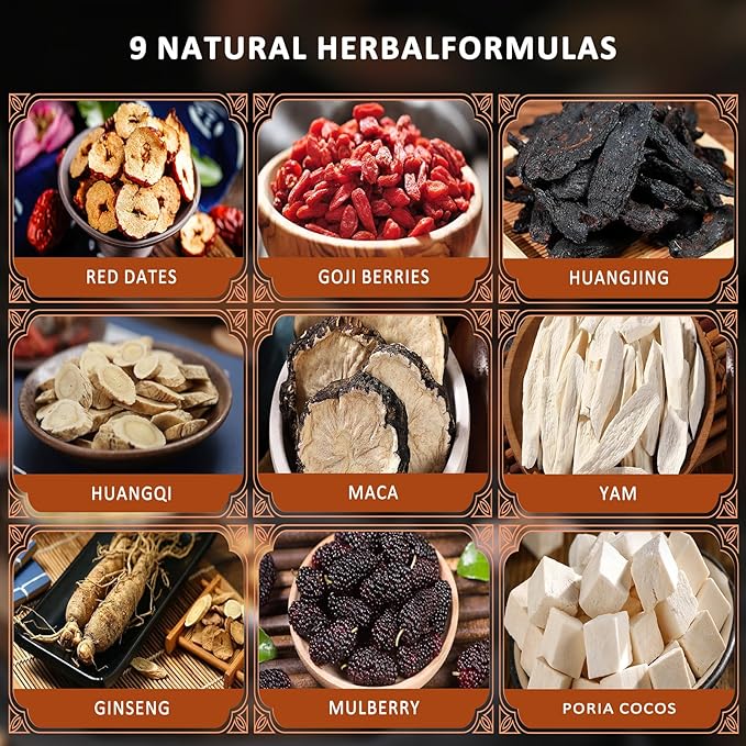 AISDWH Ginseng Tea Bags, 60 Count - 9 Herb Blend with Pure Chinese Ginseng - Herbal Tea for Energy, Vitality & Wellness Support - Kidney Cleansing Support - Caffeine-Free Daily Tea for Men & Women