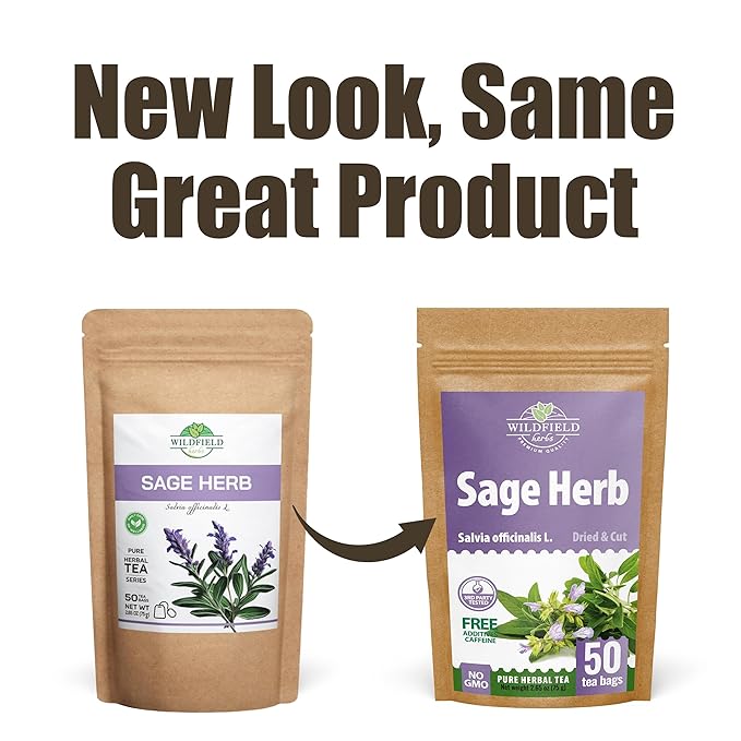 50 Bags Dried Sage Herb Herbs Tea (Salvia Officinalis) - 50 Count Tea Bags Salvia Sage