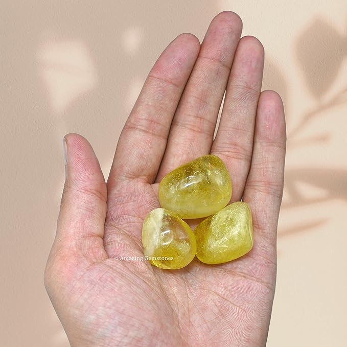 Amazing Gemstone Lemon Quartz Crystals&Healing Stones Tumbled - 1 oz Lemon Quartz Stone, Natural Healing Stones for Energy Balance, Stress Relief - Premium Polished Gems Rocks for Meditation&Wellness