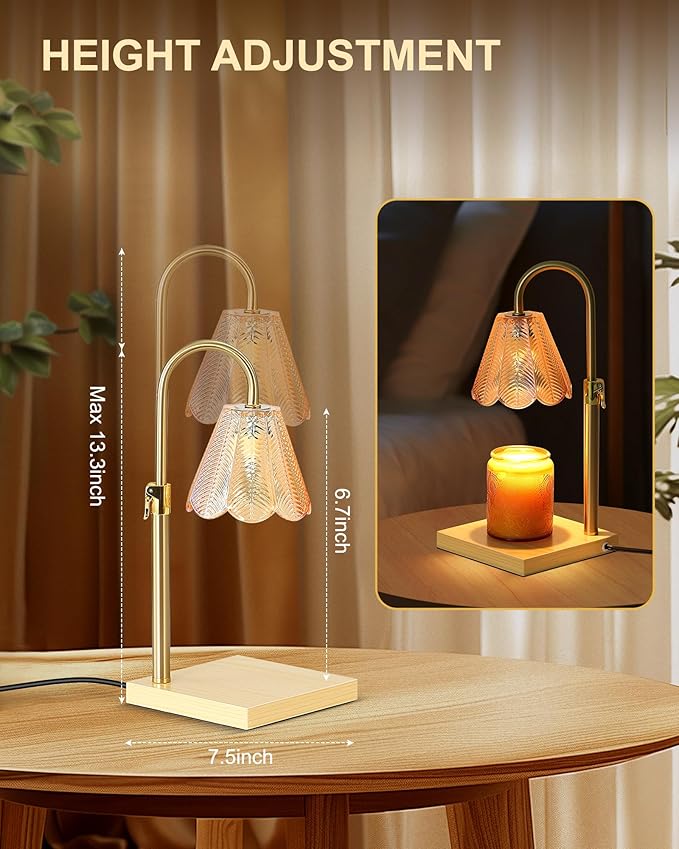 Candle Warmer Lamp with Timer & Dimmer, Birthday Gifts for Women Mom, House Warming Gifts,Flower Candle Lamp for New Home Decor, Wax Melt Warmer for Jar Candles, 2 Bulbs