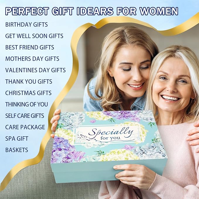 Birthday Gifts for Women Friendship Self Care Package Gifts for Women Get Well Soon Gift Baskets Relaxing Blanket Gifts Box for Sister Mom Wife Friend Her Fantasy Box (Blue)