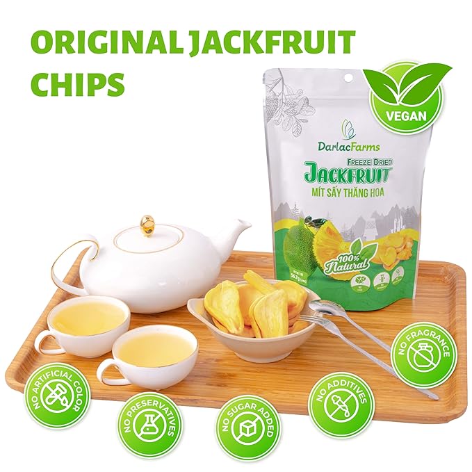DARLAC FARMS Freeze Dried Jackfruit Bites, Pack 1, No Sugar Added, Healthy Fruit Snacks for Kids, Adults & All Ages, Premium Organic Crispy Crunchy Snacks, Tea, Baking, Smoothie, Yogurt, 2 Oz