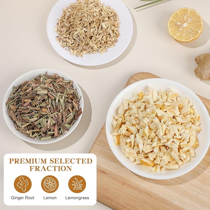 FullChea - Lemon Ginger Tea Bags, 50 Teabags - Pleasantly Spicy & Warming - Non-GMO - Caffeine-free - Support Healthy Digestion & Boost Immunity