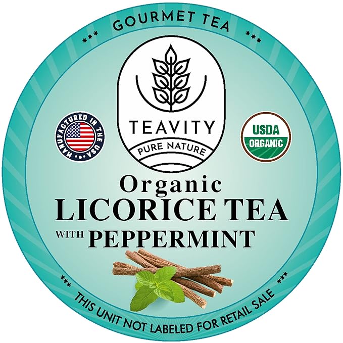 Organic Licorice Mint Tea Pods for Keurig - Natural Decaf Peppermint Tea by Teavity (12 Tea Pods)