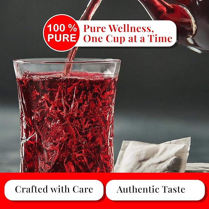 Akshit Hibiscus Ginger Tea, 50Tea Bags, Te De Hibisco, Hibiscus Tea Blend, Non-GMO, No Sugar, Caffeine free. Perfect for Hot or Iced Tea.