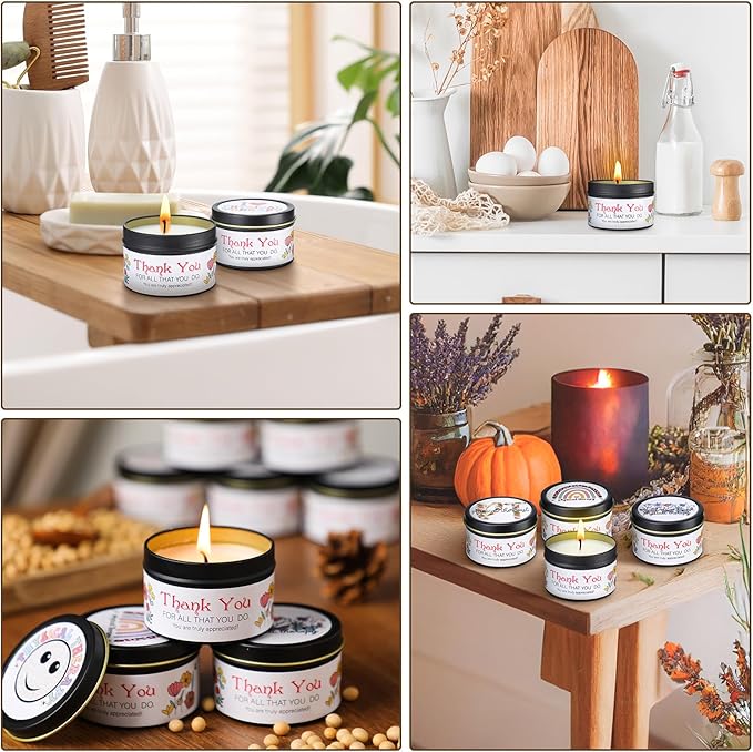 12 Pcs Physical Therapy Month Gifts Candles Bulk 3 oz Thank You Soy Wax Jar Candles for Scented Small Candle Gift Set Basket for PT PTA Physical Therapy Week Thank You Gifts(Pt Month)