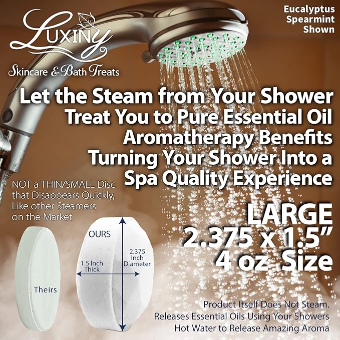 Shower Bombs Aromatherapy in Your Shower, American Made by Luxiny, Shower Steamer Tablets Melt to Release a Fragrant Vapor for Natural Stress Relief – Pack of 4 XL Steamers (Citrus Splash)