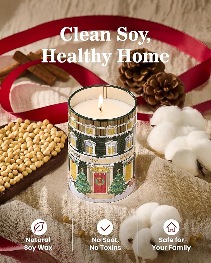 M&SENSE Christmastree Candles, Aromatherapy Candle for Stress Relief Meditation Relaxing, Housewarming Gifts for Women Men, 11.3oz 70 Hour Long Burning