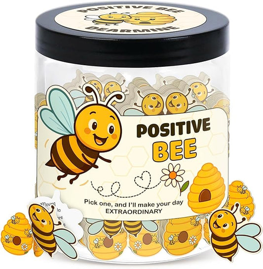 60 Positive Bee Cards Jar, Affirmation Cards for Women, Emotional Support Bee, Bee Themed Gift, Bee Gifts for Women, Bee Gifts for Bee Lovers, Bumble Bee Gift