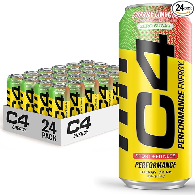 C4 Original Sugar Free Energy Drink 16oz (Pack of 24) | Cherry Limeade | Pre Workout Performance Drink with No Artificial Colors or Dyes