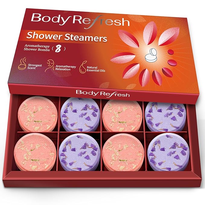 Shower Steamers Aromatherapy - 8 Pack Shower Bombs with Natural Essential Oils, Birthday Gifts for Women Self Care Relaxation Home SPA Stress Relief, Gifts for Girlfriend Teacher Womens Christmas Gift