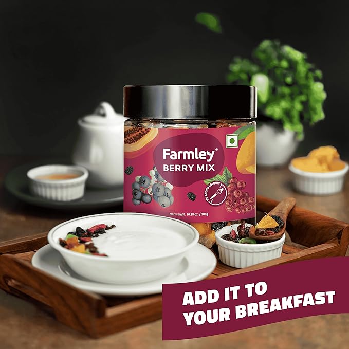 Farmley's Berry Mix | 8-in-1 Mixed Berries | Black Raisin, BlackCurrant, Peach, Papaya, Mango, Blueberry, Strawberry, Cranberry | 10.5 oz