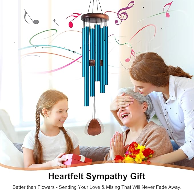 Large Aluminium Wind Chimes 37 Inches to Create a Zen Atmosphere Suitable for Outdoor, Garden, Patio Decoration. Classic Wind Chimes with Wind Catcher Suitable as A Gift for Unisex(Blue)