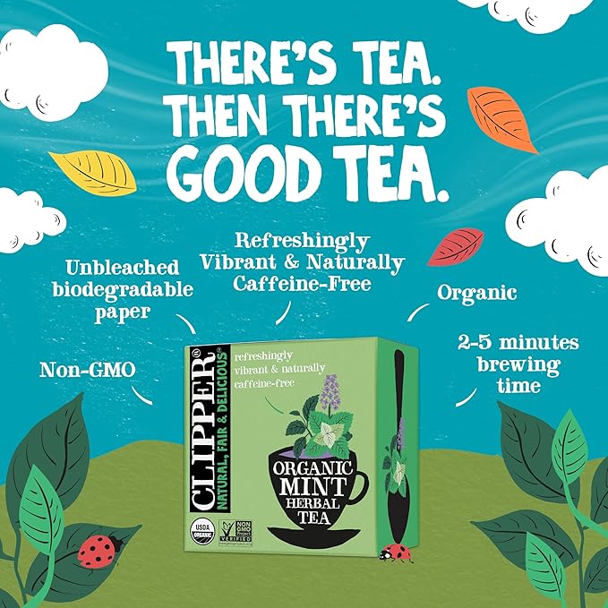Clipper Tea Mint Herbal Teabags – Caffeine Free, USDA Organic, Great Hot or Iced – Refreshing, Natural, Fair & Delicious – 200 Tea Bags