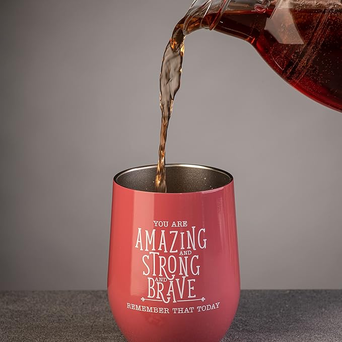 DIVERSEBEE Inspirational Thank You Gifts for Women, Mom, Sister, Wife, Coworker, Nurses, Best Friend, Encouragement Birthday Wine Gifts - Insulated Wine Tumbler Cup with Lid (Ruby)