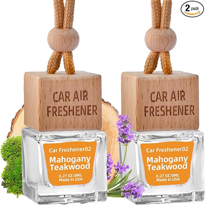 Car Air Freshener Hanging Diffuser – Long-Lasting Essential Oil Scent (Up to 60 Days) – Non-Toxic & Eco-Friendly – 2-Pack Auto Fresheners Made in USA