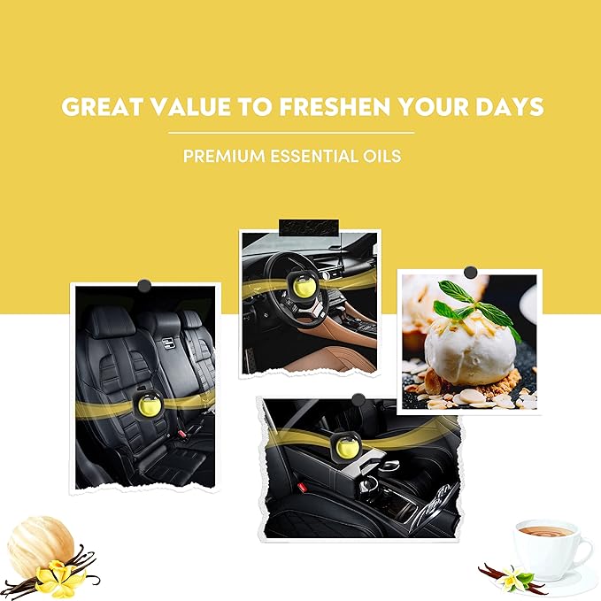 Car Air Freshener Vent Clips, 8 PK, 6 Vanilla, 2 New Car Scent, Provides Long-Lasting Scent, Up to 240 Days, Odor Eliminator