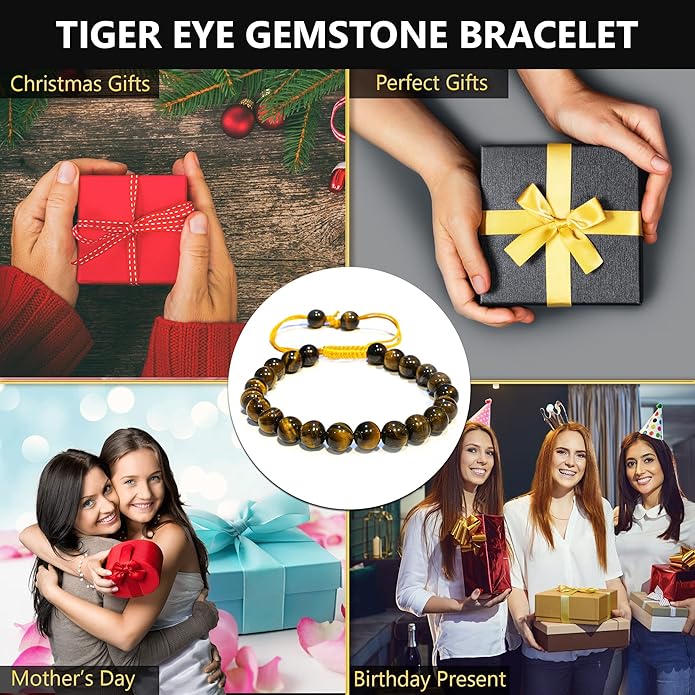 Energy Protection Crystal Handmade Adjustable Bead Bracelet Perfect for Men, Women’s Gift - Gemstone Healing Stretch Bracelet Pulsera Para Hombre Mujer Stocking Stuffer