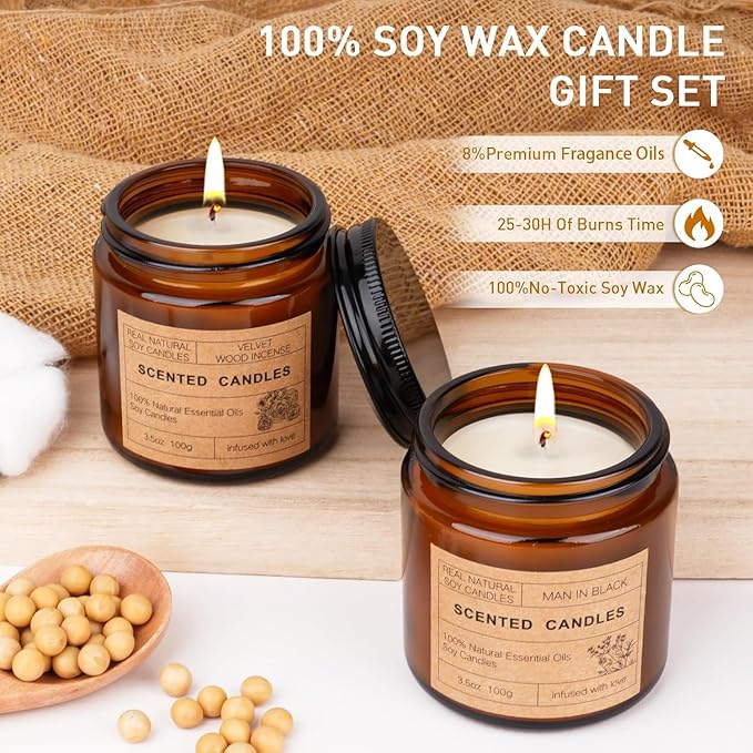 6 Pack Scented Candles Set | Candles for Home Scented, Candles Gifts Set for Women Men, Long Lasting Soy Wax Candle, Aromatherapy Candles Gift for Birthday Thanksgiving Christmas Day