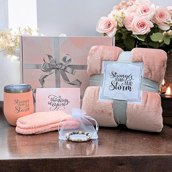 Get Well Soon Gifts for Women - Care Package for Cancer Recovery, Surgery, Sick Friend, Hospital Comfort, Chemo Care Treatment - Gift Basket with Thoughtful Gifts, Thinking of You (Pink)