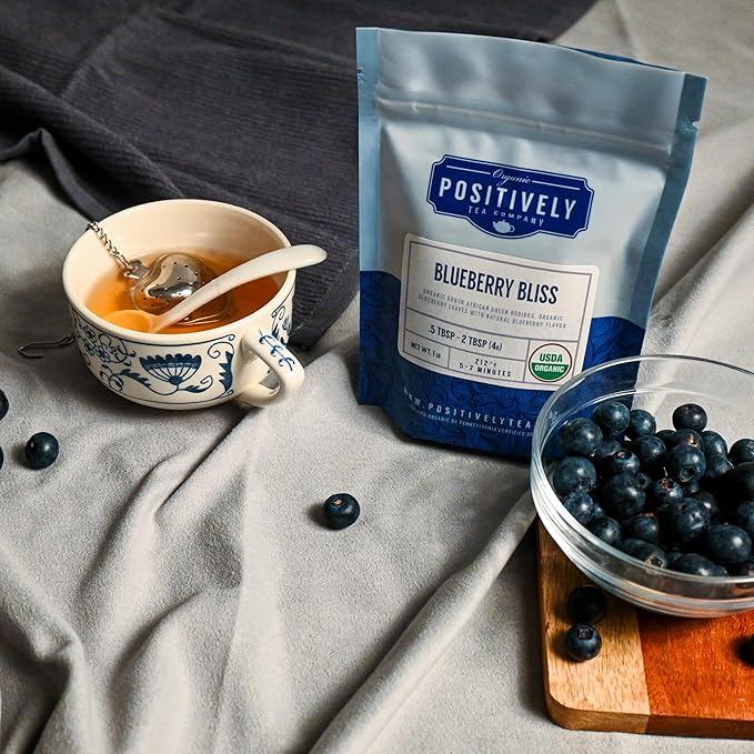 Organic Positively Tea Company, Blueberry Bliss Rooibos Tea, Loose Leaf, 16 Ounce