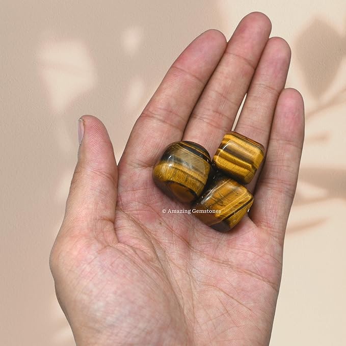 Amazing Gemstone Tiger Eye Crystals and Healing Stones Tumbled - 1 Oz Tiger Eye Stone Gem Stones, Natural Healing Stones for Energy Balance, Stress Relief - Polished Gems Rocks