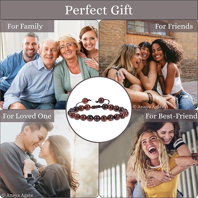 Energy Protection Crystal Handmade Adjustable Bead Bracelet Perfect for Men, Women’s Gift - Gemstone Healing Stretch Bracelet Pulsera Para Hombre Mujer Stocking Stuffer