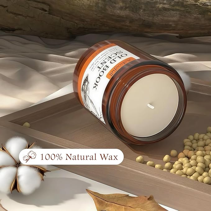 Scented Candles Gifts for Book Lovers, Soy Wax Candles,Fall Candle Inspired Gift Ideas for Readers,Women, Bookworm, Librarian, Men, Friend, 8 oz