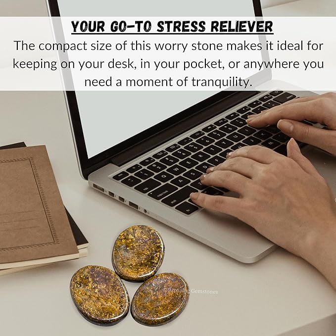 Amazing Gemstone Bronzite Worry Stone Crystals and Healing Stones - Stress Relief Gifts - Piedra Crystal Fidget for Meditation, Relaxation - Unique Stocking Stuffers and Birthday Gift