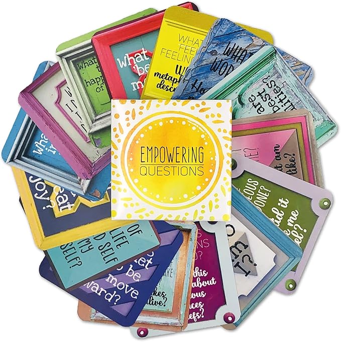 Sunny Present Empowering Questions Cards - 52 Self Care Cards for Mindfulness & Meditation, Writing, or Any Other Process You Choose - The Original Deck