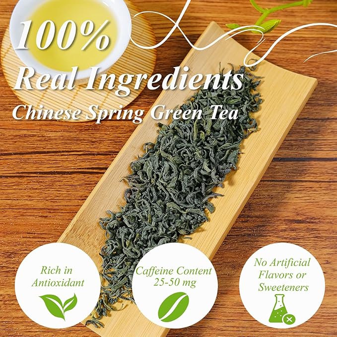 WT WEETEE Green Tea Loose Leaf 8oz /228g, 110+ Cups Premium Green Tea Leaves, Chestnut & Bean Aroma, Sweet Aftertaste, High Mountain Green Loose Tea