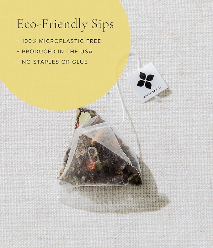 Art of Tea | Organic Happy Tea | Organic Green Tea | 12 Eco Friendly Pyramid Tea Bags Sachet |