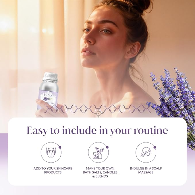 Siva Lavender Essential Oil – 16 Fl Oz – 100% Natural Lavender Oil - for Diffuser, Hair Care, Face, Skin Care, Aromatherapy, Scalp and Body Massage, Soap and Candle Making