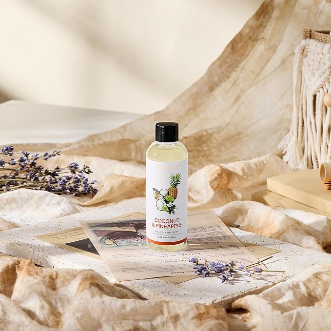 Airkeep Reed Diffuser Oil Refill/Coconut&Pineapple/3.38oz(100ml/1 Pack/Scented Oil Refill for Diffuser Home Fragrance for Bedroom, Bathroom Office Home Decor