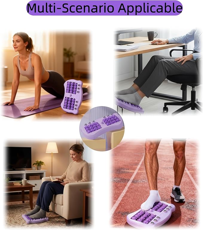 Foot Massage Roller, Portable Reflexology Massager for Relieve Pain from Plantar Fasciitis and Improved Circulation,Three Massage Techniques for Relax Muscles suitable for Home Office Use (purple)