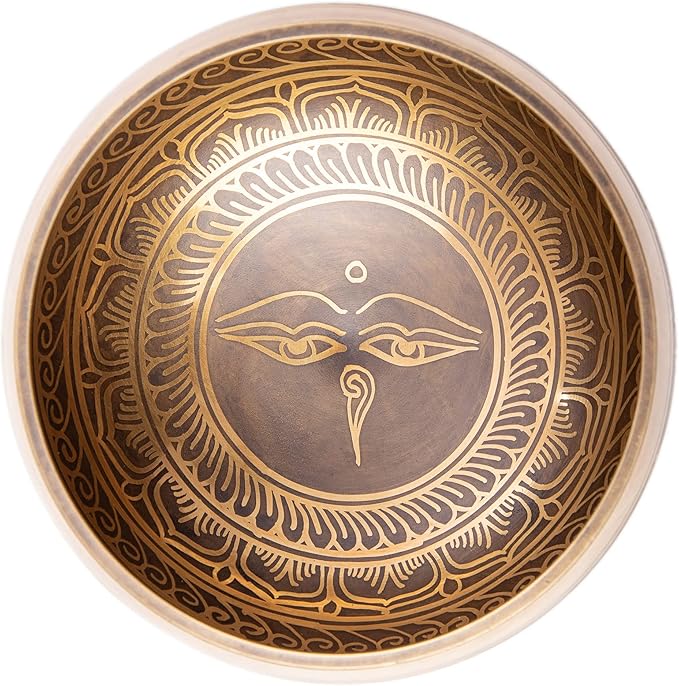 Tibetan Singing Bowl Set - Easy To Play Authentic Handcrafted For Meditation Sound Chakra Yoga Healing 4 Inches By Himalayan Bazaar (Gold & Turquoise)