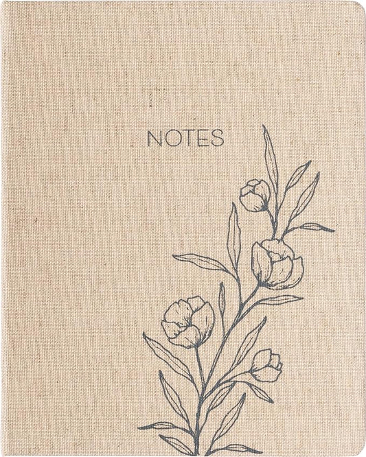 Eccolo Large Lined Journal Notebook, Flexible Cover, Writing Journal, 256 Ruled Ivory Pages, Ribbon Bookmark, Lay Flat, Desk Size for Work or School, Size 8-x-10-Inches, Linen Floral