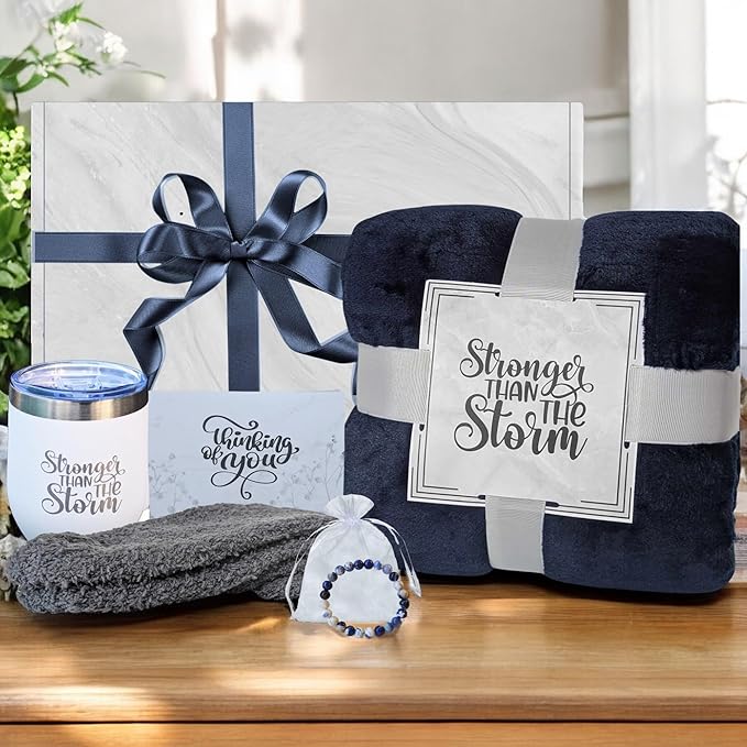 Get Well Soon Gifts for Women - Thinking of You Care Package for Cancer Recovery, Surgery, Sick Friend, Hospital Comfort, Chemo Treatment, Sympathy - Thoughtful Gift Box (Royal Blue)