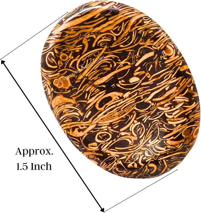 Amazing Gemstone Mariyam Jasper Worry Stone Crystals & Healing Stones - Worry Stones for Stress Relief Gifts - Piedra Crystal Fidget for Meditation - Unique Stocking Stuffers & Birthday Gifts