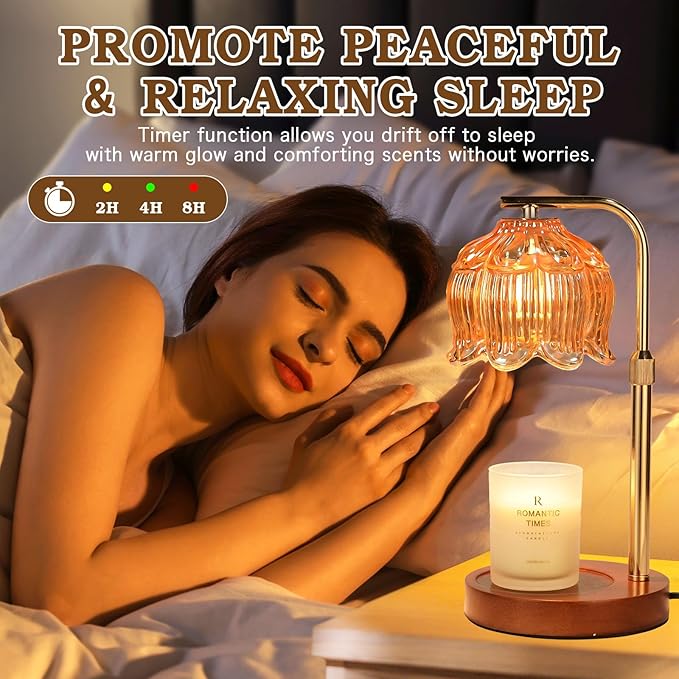 Candle Warmer Lamp with Timer, Christmas Birthday Gifts for Women Mom, House Warming New Home Room Decor, Height AdjustableCandle Heater Lamps for Jar Scented Candles with 2 Bulbs