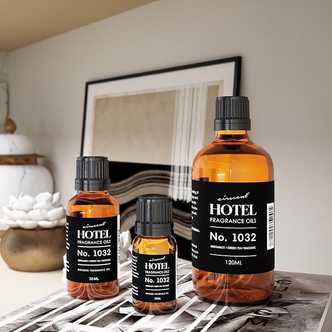 AirScent Hotel Diffuser Oil No. 1032 - Bergamot Green Tea Balsamic Notes - Hotel Scent Dupe - Fragrance Oil for Ultrasonic and Waterless Diffusers and Crafting - 30 mL, 1 fl oz Glass Dropper Bottle